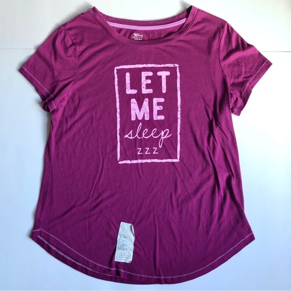 NEW LET ME SLEEP ZZZ Sleepwear Tee Shirt Short Sleeve Magenta Small Women’s NWOT - Picture 1 of 16